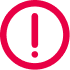Pink circular warning icon with an exclamation mark